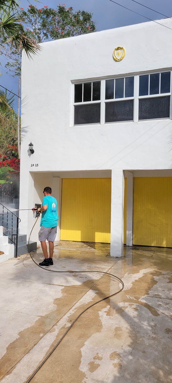 Freshly cleaned Miami driveway